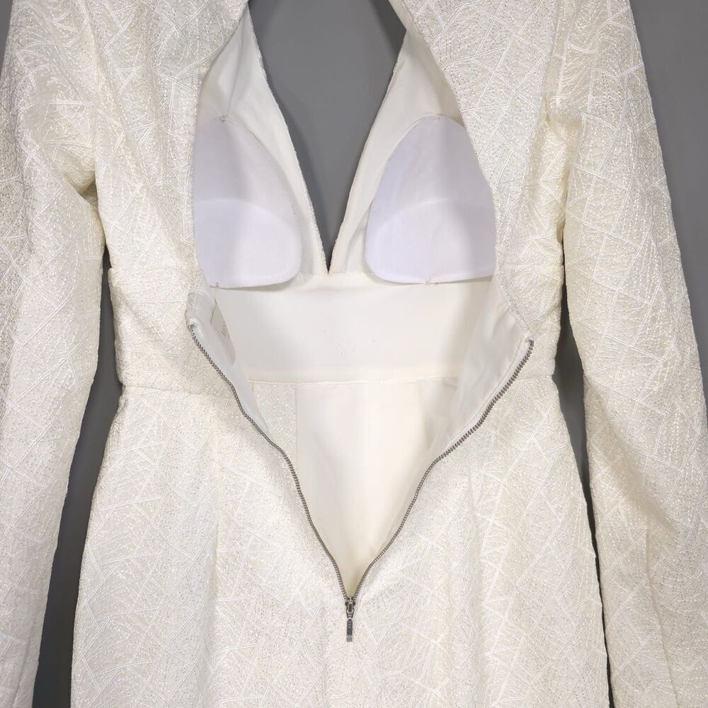 MISHA COLLECTION Size US 2 Natasha Mini Dress Milk Long Sleeve Open Back Sexy - Picture 9 of 15